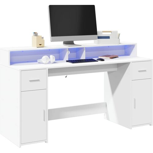 Radni stol LED bijeli 160x55x91 cm od konstruiranog drva Cene