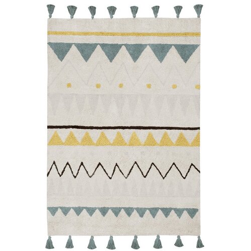 Lorena Canals Preproga iz bombaža Azteca Natural Vintage Blue - 140x200 cm Slike
