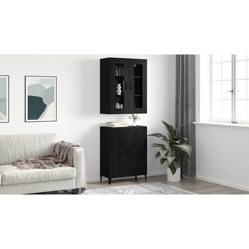  Highboard 2 pcs Crni hrast Konstruirano drvo Slike