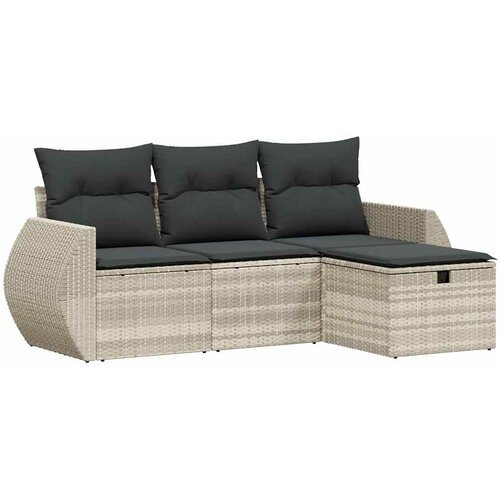Maison Chic Seti vrtnega pohi&amp;scaron;tva - Vrtna garnitura - Vrtni pohi&amp;scaron;tvo set 4-delna z blazinami siv poli ratan, (21820310) Slike