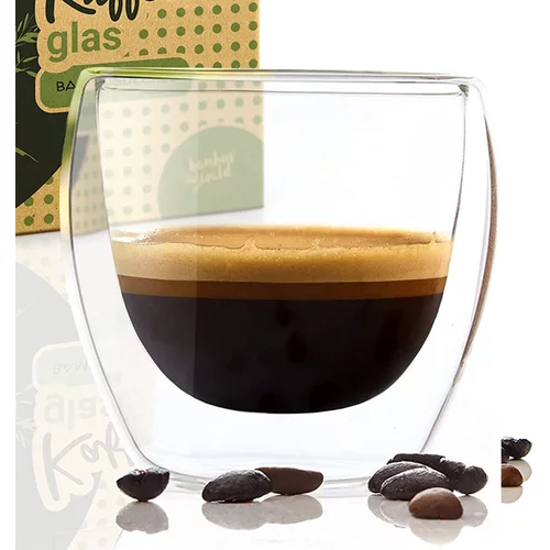 Bambuswald Šalica za kavu, 100 ml, termalna šalica, ručno izrađeno, borosilikatno staklo