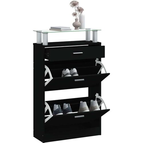 VidaXL Ormarić za cipele crni 63 x 24 x 104 cm od konstruiranog drva Slike