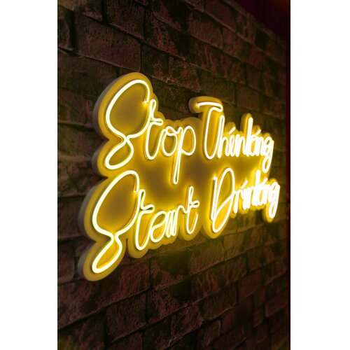 Wallity Stop Thinking Start Drinking - Yellow Yellow Decorative Plastic Led Lighting Slike