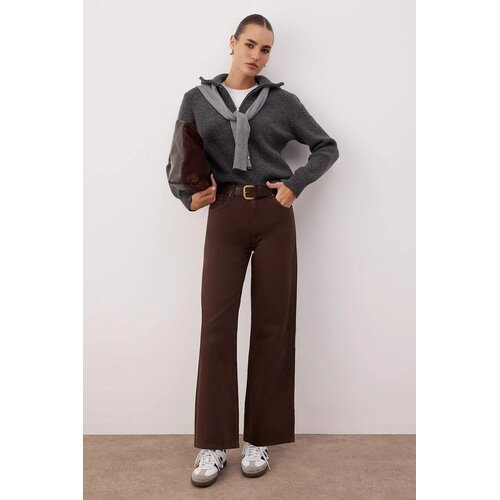 TRENDYOLMILLA ženski pantalone Twoaw26Je00190, tamno braon-braon Cene