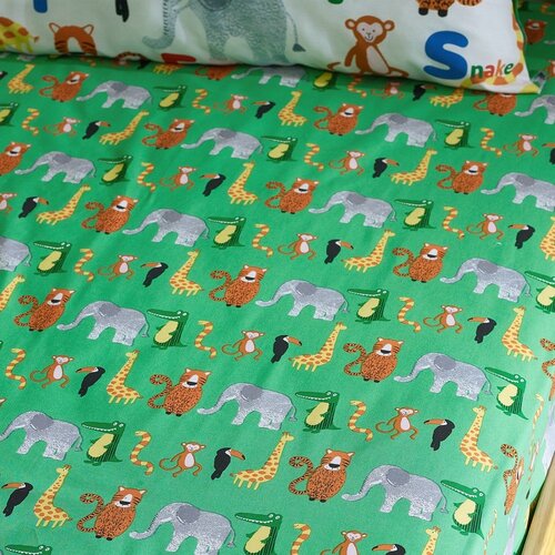 Catherine Lansfield Zelena dječja plahta s gumom za krevet za jednu osobu 90x190 cm Animal Magic &amp;ndash; Slike