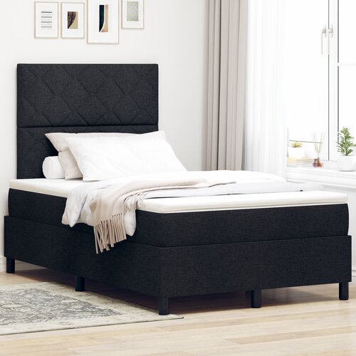 VidaXL Box Spring Postelja z Vzmetnico Črna Majhna Dvojna Tkanina Slike