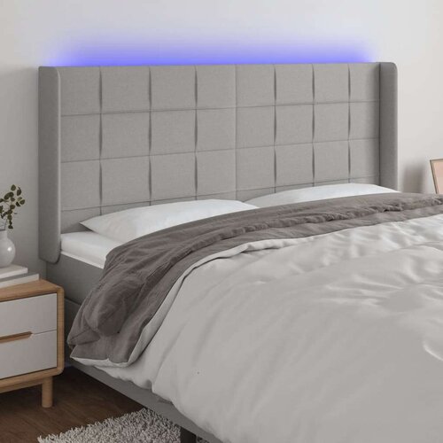  Uzglavlje svjetlosivo 203 x 16 x 118/128 cm od tkanine Slike