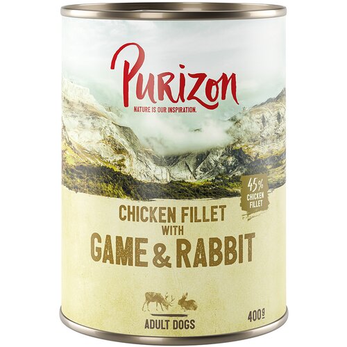  10 + 2 gratis! Purizon mokra pasja hrana 12 x 400 g/ 800 g - Pi&scaron;čančji file z divjačino & zajcem, bučo in brusnicami (12 x 400 g) Cijene