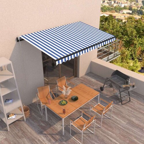 vidaXL tenda na automatsko uvlačenje 450 x 350 cm plavo-bijela Cijene