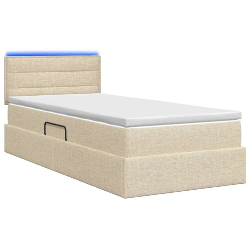  LED krevet za pohranu s madracem Krem 100 x 200 cm Tkanina - Krem 100 x 200 cm Dizajn linija Slike