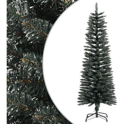 vidaXL Ozka umetna novoletna jelka s stojalom zelena 120 cm PVC Cene