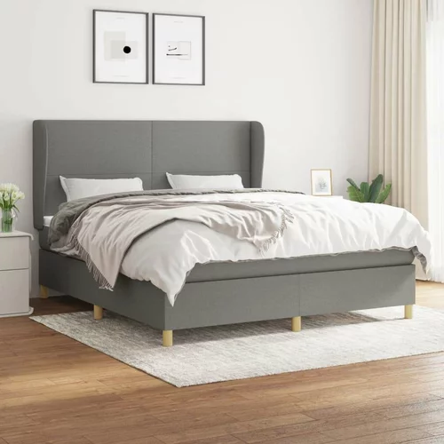  Box spring postelja z vzmetnico temno siva 160x200 cm blago, (20790578)