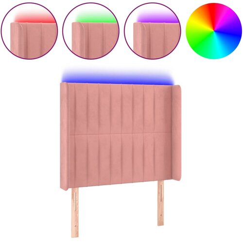 VidaXL LED posteljno vzglavje roza 93x16x118/128 cm žamet, (20794566) Slike