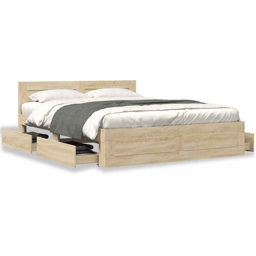  Krevetna konstrukcija s uzglavljem 2 pcs Sonoma 153 x 203 cm Slike