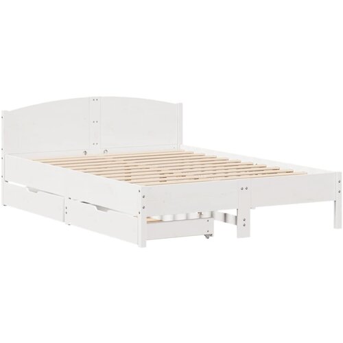 vidaXL Posteljni okvir z vzglavjem bel 150x200 cm trdna borovina, (21322116) Cene