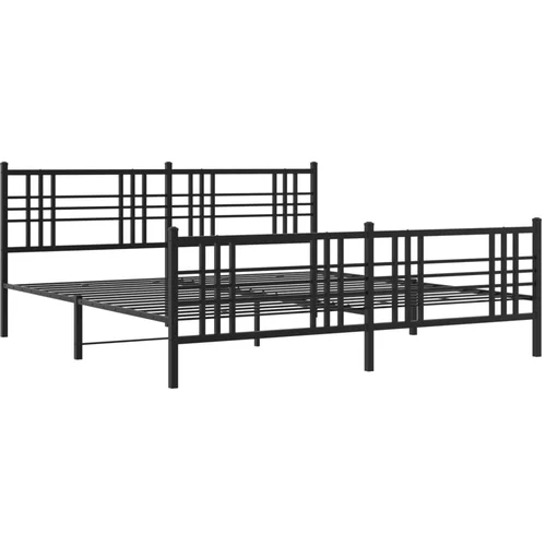 vidaXL Kovinski posteljni okvir z vzglavjem in vznožjem črn 200x200 cm, (21128508)