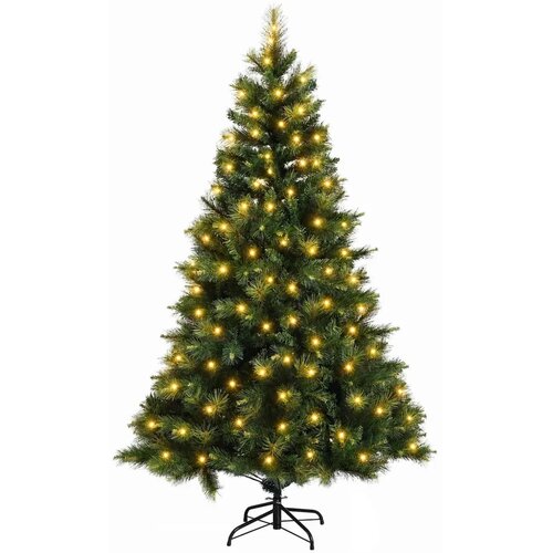  Umjetno božićno drvce s nogom 180 cm 300 LED lampica - Zelena 180 cm s LED svjetlima Slike