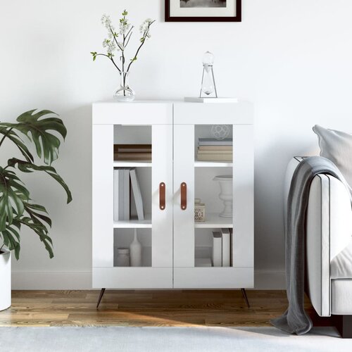 vidaXL Komoda visok sijaj bela 69,5x34x90 cm inženirski les Cene