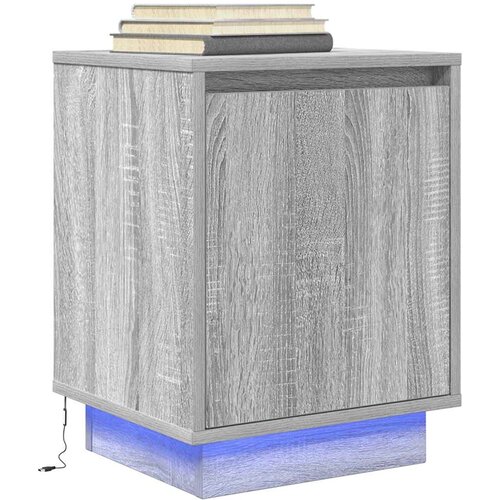  Noćni ormarić s LED svjetlima siva boja hrasta 38x34x50 cm Cene