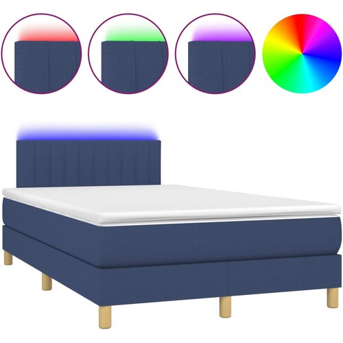 Maison Chic Box spring postelja - Vzmetna postelja z vzmetnico LED modra 120x200 cm blago SL21898, (21892280) Cene
