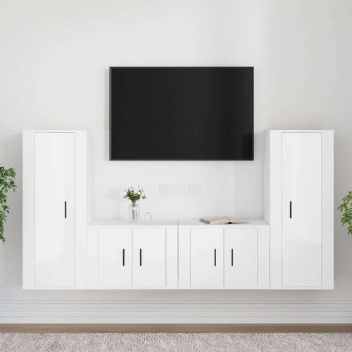  4-dijelni set TV ormarića sjajni bijeli drveni Cijene