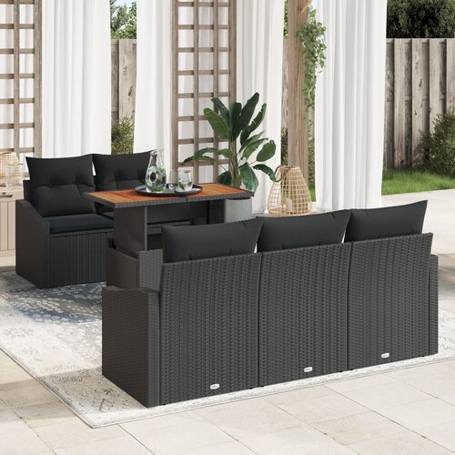 VidaXL Vrtni sofa set 6 dijelni Crni Pruće Vanjski set za jelo Slike