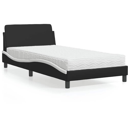 Krevet s madracem Dover crno-bijeli 100 x 200 cm od umjetne kože Cijene