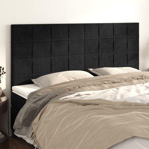 vidaXL Posteljno vzglavje 4 kosa črn 80x5x78/88 cm žamet Cene