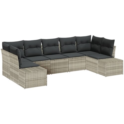 VidaXL 7-delna vrtna sofa s blazinami svetlo siva poli ratan Slike
