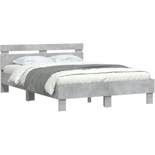  Okvir za krevet s uzglavljem i LED siva boja betona 120x200 cm Slike