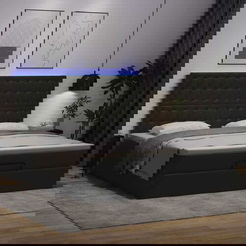 vidaXL Otomanski posteljni okvir z vzmetnico črn 180x200 cm um. usnje Cene