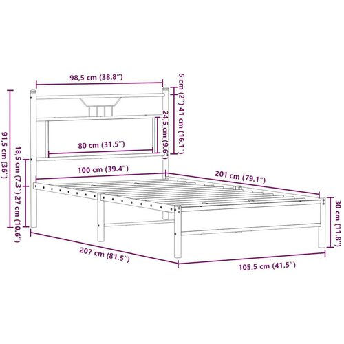 VidaXL Okvir kreveta bez madraca boja hrasta sonome 100x200 cm drveni Slike