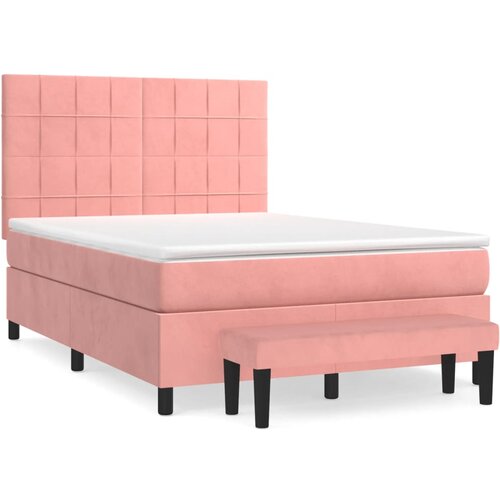 Maison Chic Box spring postelja - Vzmetna postelja z vzmetnico roza 140x190 cm žamet SL8004, (21886145) Cene