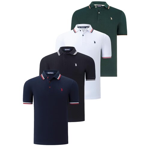 Dewberry QUAD SET T8594 MENS T-SHIRT-BLACK-WHITE-NAVY BLUE-NEFT Cijene