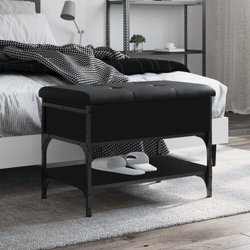 VidaXL Klupa za cipele crna 62 x 42 x 45 cm od konstruiranog drva Slike