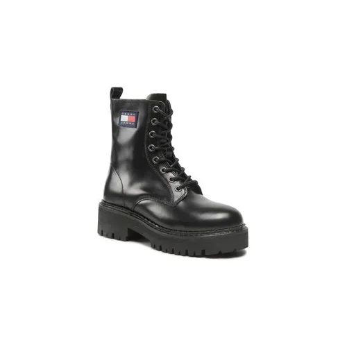 Tommy Jeans Pohodni čevlji Urban Lace Up Boot EN0EN01995 Črna