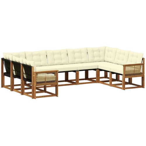 vidaXL Zunanja garnitura za sedenje z blazino 9 pcs Naravna in smetana, (5000279535) Cene