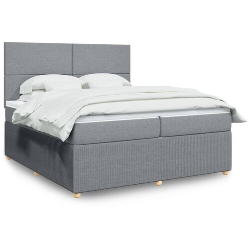 vidaXL Box spring postelja z vzmetnico svetlo siva 200x200 cm blago Cene