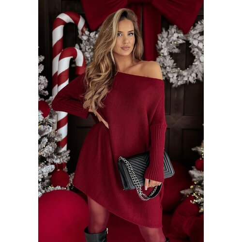 Beloved Locket oversized pulover obleka bordo Cene