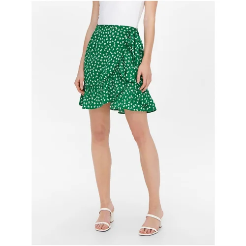 Only Green Floral Short Wrap Skirt Olivia - Women