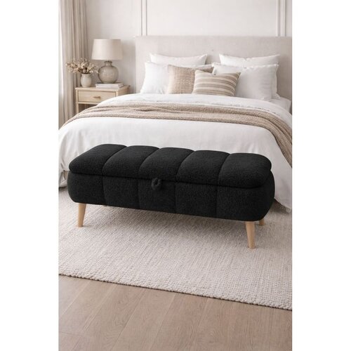 Hanah home Sara tapacirana klupa s prostorom za odlaganje 90 &amp;times; 45 &amp;times; 35 cm, crna Slike