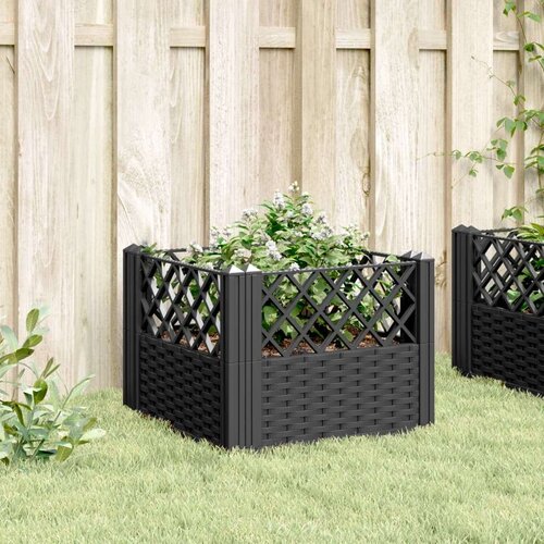 vidaXL Cvetlično korito z zatiči črno 43,5x43,5x43,5 cm PP Cene