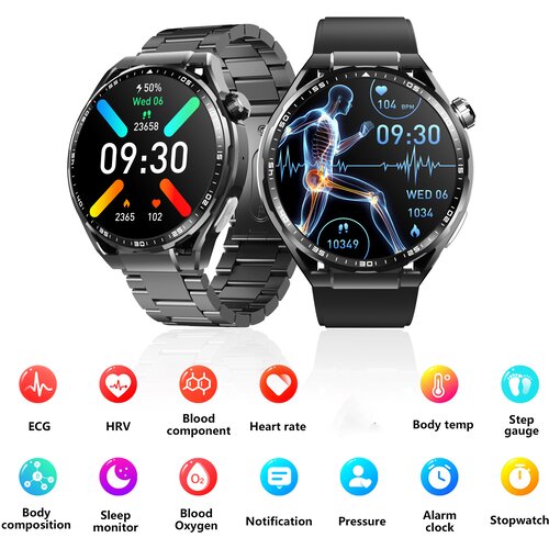 INF Pametna ura z EKG-jem, monitorjem srčnega utripa, sledilnikom telesne pripravljenosti in več &scaron;portnimi načini Black Silicone strap, (5000306701) Cene