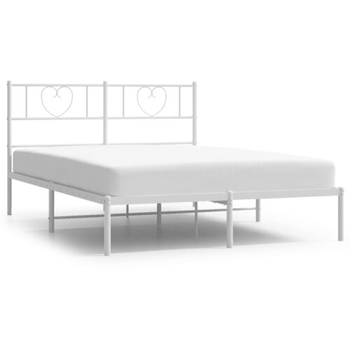 VidaXL Kovinski posteljni okvir z vzglavjem bel 140x200 cm, (20905137) Slike