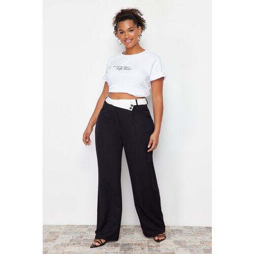 Trendyol Curve Black High Waist Wideleg Woven Trousers Slike