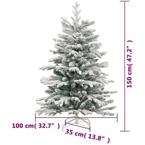 vidaXL Umjetno božićno drvce sa šarkama i snijegom 150 cm Cene