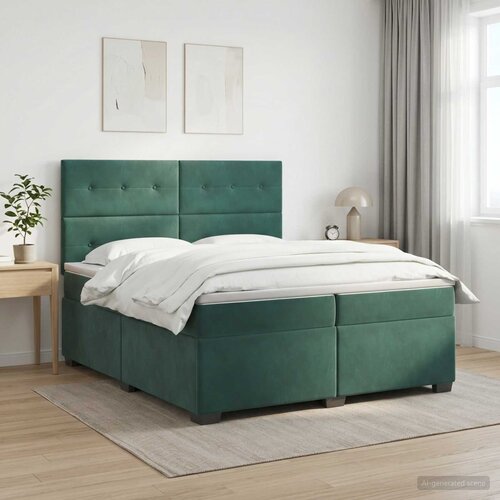  Boxspring krevet s madracem Tamnozelena 200 x 200 cm Baršun Cene