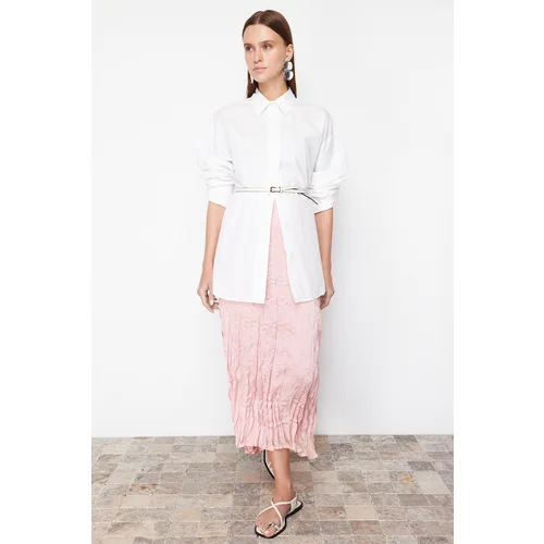 Trendyol Dusty Rose Pleated Satin Woven Skirt