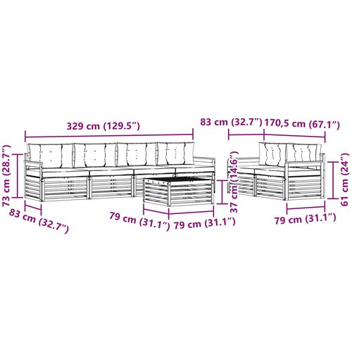  Set vanjskih sofa 7 kom. Bijela i antracit Poliester 79 x 79 x 37 cm Slike