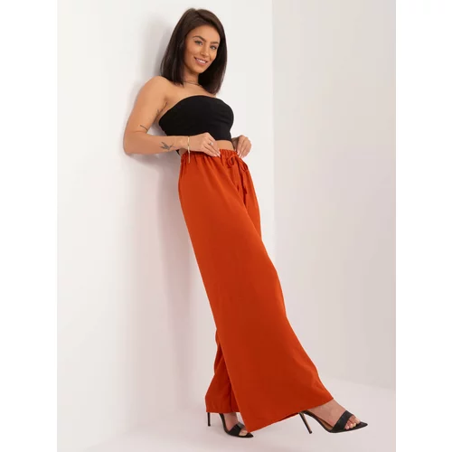 Fashion Hunters Brick red light fabric palazzo trousers with ties